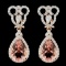 14K Gold 7.25ct Morganite & 1.30ct Diamond Earring