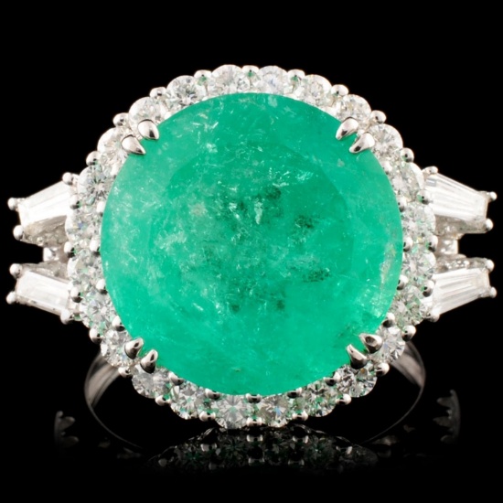 18K Gold 8.14ct Emerald & 1.40ctw Diamond Ring