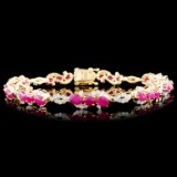 14K Gold 5.96ct Ruby & 1.20ctw Diamond Bracelet