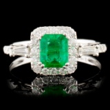 14K Gold 0.68ct Emerald & 0.40ctw Diamond Ring