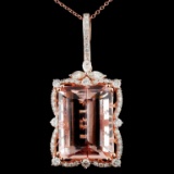 14K Gold 23.10ct Morganite & 1.45ctw Diam Pendant