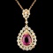 18K Gold 2.99ct Sapphire & 1.77ctw Diamond Pendant