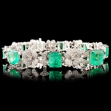 18K Gold 11.92ct Emerald & 2.04ctw Diamond Bracele