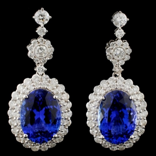 18K Gold 9.03ct Tanzanite & 2.27ct Diamond Earring