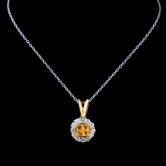 18K Gold 0.36ct Sapphire & 0.43ct Diamond Pendant