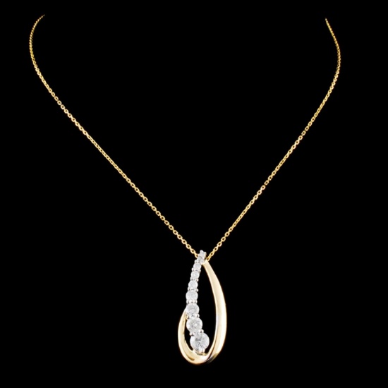 14K Gold 0.58ctw Diamond Pendant