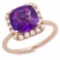 14K Gold 3.00ct Amethyst & .35ct Diamond Ring