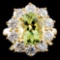 14K Gold 3.01ct Beryl & 2.05ctw Diamond Ring