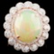 14K Gold 4.66ct Opal & 1.15 Diamond Ring