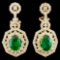 18K Gold 1.98ct Emerald & 1.85ctw Diamond Earrings