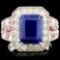 14K Gold 5.18ct Sapphire & 0.84ctw Diamond Ring