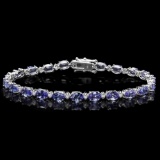 14k Gold 10.00ct Tanzanite & 0.50ct Diam Bracelet