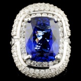 18K Gold 10.92ct Tanzanite & 3.76ctw Diamond Ring