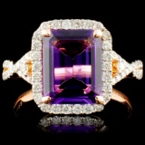 14K Gold 2.29ct Amethyst & 0.50ctw Diamond Ring