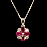 14K Gold 1.50ct Ruby & 0.20ct Diamond Pendant