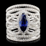 18K Gold 1.45ct Sapphire & 1.67ctw Diamond Ring