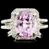 14K Gold 5.40ct Kunzite & 0.44ctw Diamond Ring