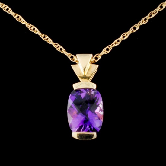 14K Gold 2.40ct Amethyst Pendant