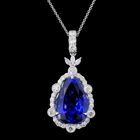 18K Gold 9.94ct Tanzanite & 1.05ct Diamond Necklac