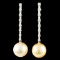 18K Gold 11.00MM Pearl & 0.76ctw Diamond Earrings