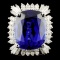 18K Gold 22.45ct Tanzanite & 1.98ctw Diamond Ring