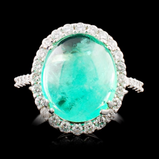 18K Gold 7.35ct Emerald & 0.81ctw Diamond Ring