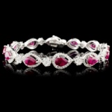 18K Gold 6.25ctw Ruby & 2.60ctw Diamond Bracelet