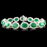 14K Gold 17.53ct Emerald & 3.60ct Diamond Bracelet