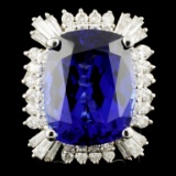 18K Gold 22.45ct Tanzanite & 1.98ctw Diamond Ring