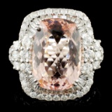 18K Gold 7.02ct Morganite & 1.96ctw Diamond Ring