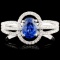 18K Gold 0.86ct Sapphire & 0.32ctw Diamond Ring