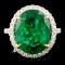 14K Gold 7.80ct Emerald & 0.44ctw Diamond Ring