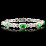 18K Gold 6.47ct Tsavorite & 2.35ctw Diamond Bracel