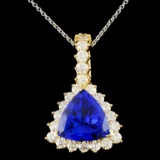 18K Gold 6.84ct Tanzanite & 1.96ctw Diamond Pendan