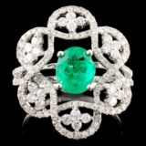 18K Gold 1.03ct Emerald & 0.81ctw Diamond Ring