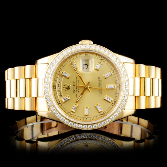 Rolex 18K Day-Date Diamond Wristwatch