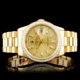 Rolex 18K Day-Date Diamond Wristwatch