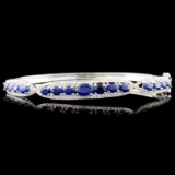 14K Gold 3.60ct Sapphire & 0.63ctw Diamond Bangle