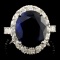 14K Gold 8.00ct Sapphire & 2.00ctw Diamond Ring