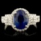 18K Gold 3.23ct Sapphire & 0.48ctw Diamond Ring