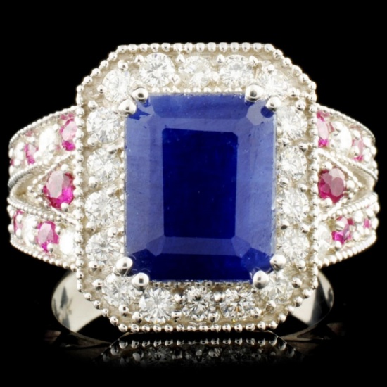 14K Gold 5.18ct Sapphire & 0.84ctw Diamond Ring