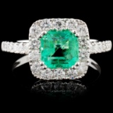18K Gold 1.14ct Emerald & 0.81ct Diamond Ring