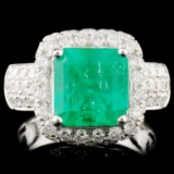 18K Gold 3.07ct Emerald & 2.95ctw Diamond Ring