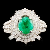 14K Gold 0.95ct Emerald & 0.82ctw Diamond Ring