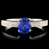 18K Gold 1.13ct Sapphire & 0.12ctw Diamond Ring