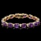 14k Gold 30.00ct Amethyst & 1.35ct Diamond Bracel