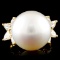 18K Gold 16.00MM Pearl & 1.24ctw Diamond Ring