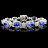 14K Gold 14.59ctw Tanzanite & 3.65ctw Diamond Brac