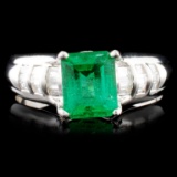 14K Gold 1.25ct Emerald & 0.50ctw Diamond Ring