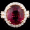 18K Gold 9.73ct Rubellite & 1.39ctw Diamond Ring